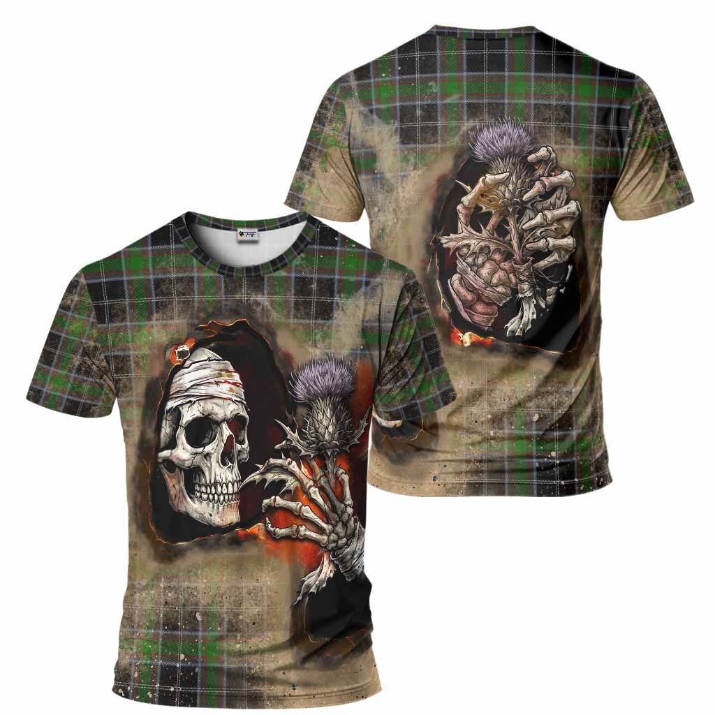 Webster Tartan T-Shirt Halloween Skeleton With Thistle Burning Effect - Tartan Vibes Clothing