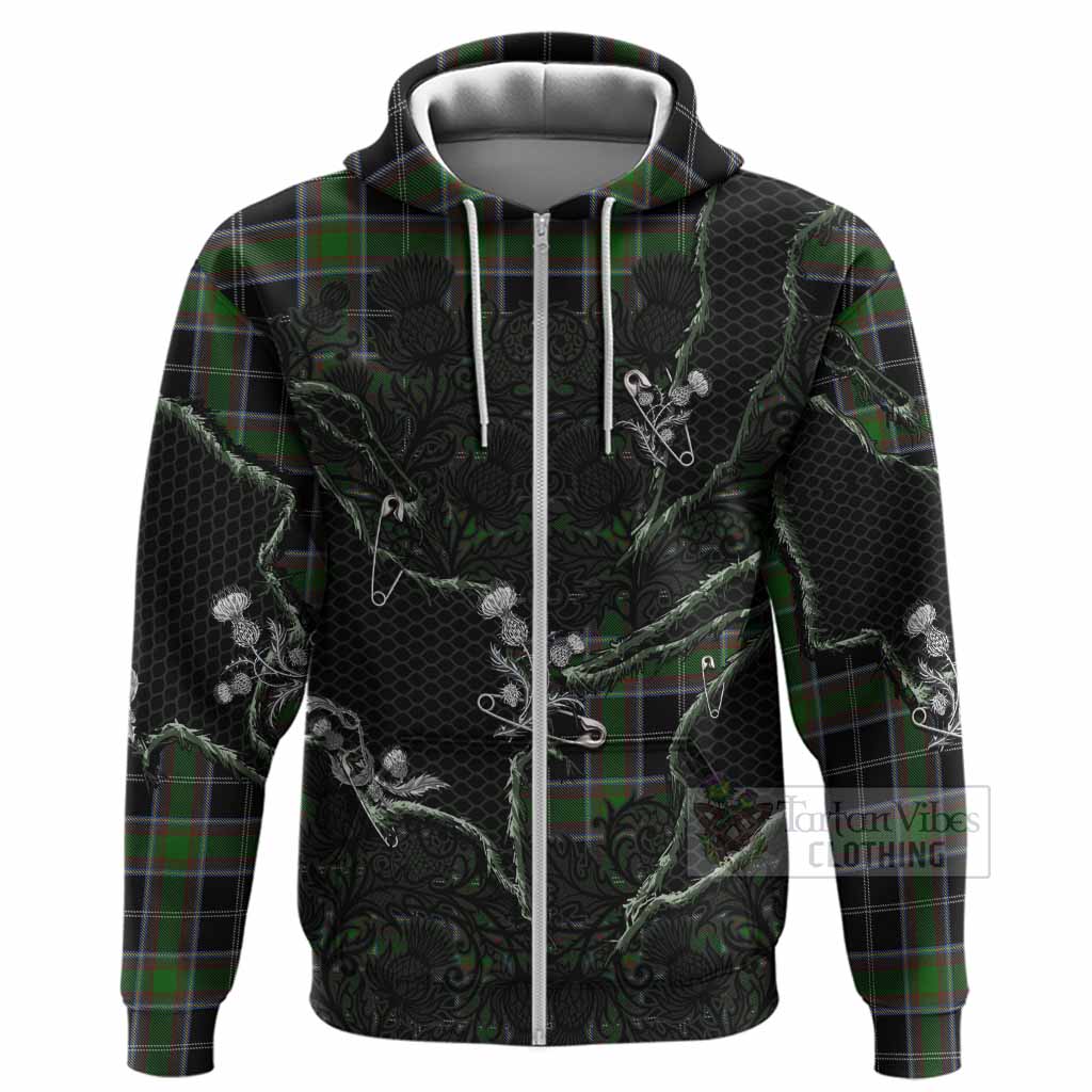 Webster Tartan Thistle Dark Gothic Hoodie Zip Hoodie - Tartan Vibes Clothing