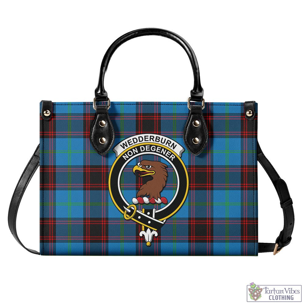 Wedderburn Tartan Luxury Leather Handbags with Family Crest - Tartan Vibes Clothing
