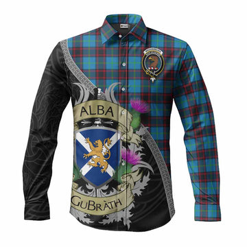 Wedderburn Tartan Family Crest Long Sleeve Button Shirt Lion Rampant Royal Thistle Shield Celtic Inspired Men's Shirt S - Tartan Vibes Clothing