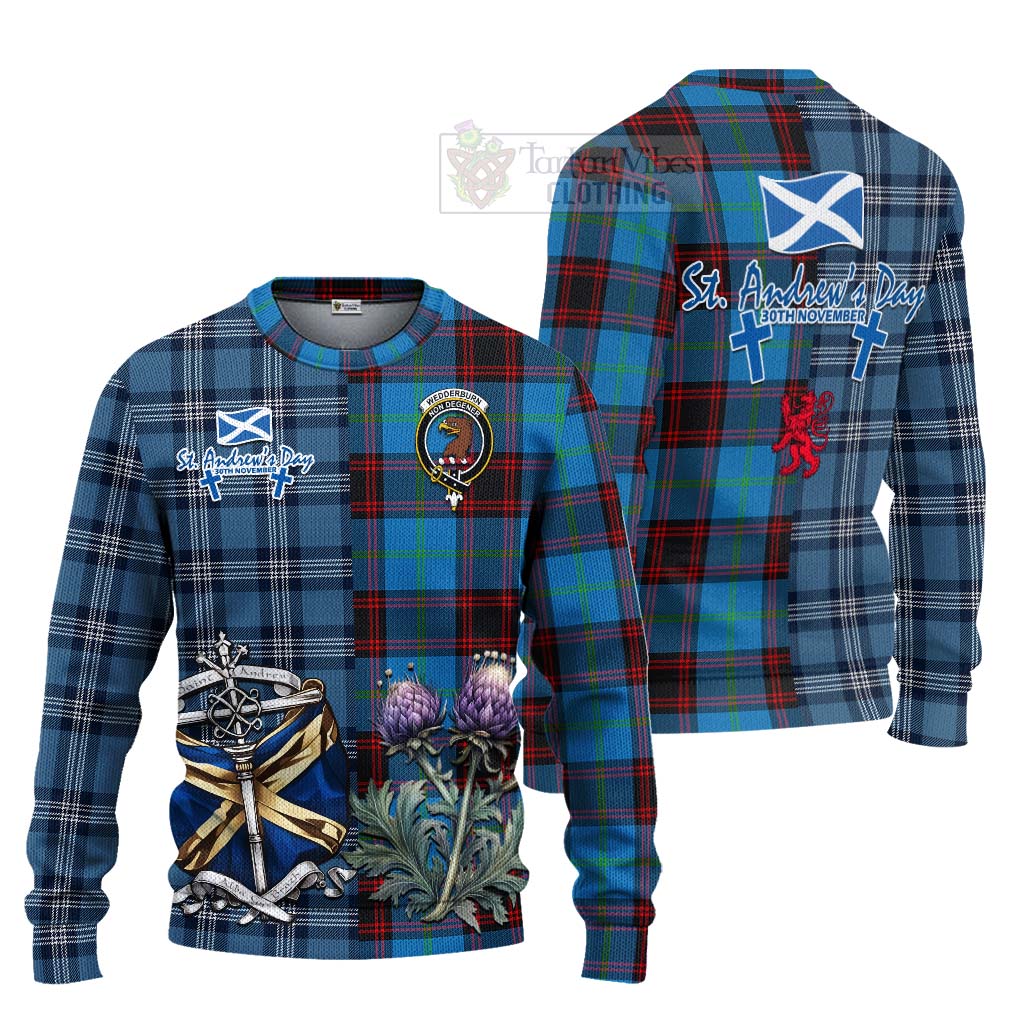 Wedderburn Tartan Knitted Sweater Happy St. Andrew's Day Half Tartan Style Unisex - Tartan Vibes Clothing