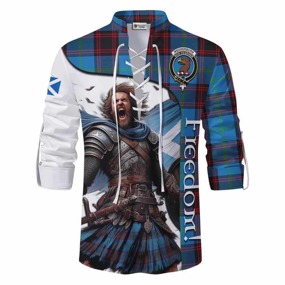 Tartan Vibes Clothing Wedderburn Crest Tartan Ghillie Kilt Shirt Inspired by the Freedom of Scottish Warrior
