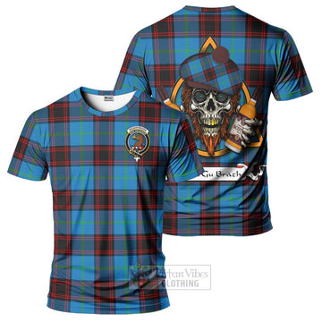 Wedderburn Tartan T-Shirt with Family Crest and Bearded Skull Holding Bottles of Whiskey Kid's Shirt - Tartan Vibes Clothing