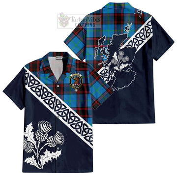 Wedderburn Tartan Hawaiian Shirt Featuring Thistle and Scotland Map Kid - Tartan Vibes Clothing