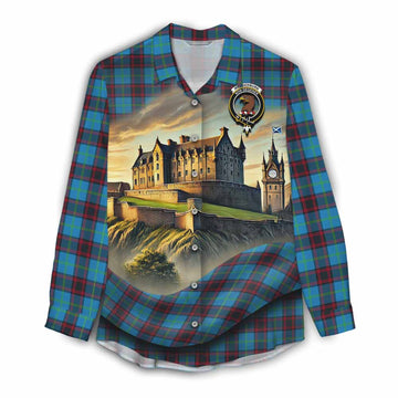 Wedderburn Tartan Family Crest Women's Casual Shirt with Scottish Ancient Castle Style Female - Tartan Vibes Clothing