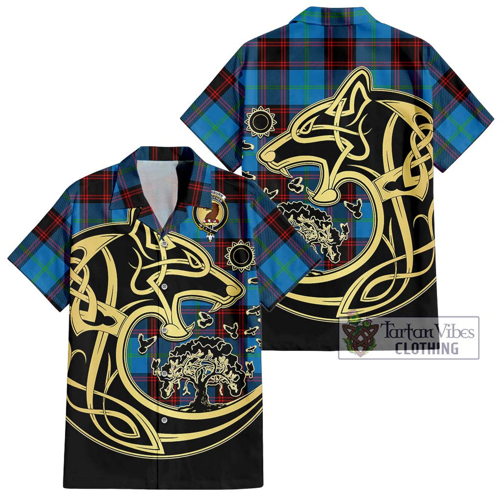 Wedderburn Tartan Hawaiian Shirt with Family Crest Celtic Wolf Style Kid - Tartan Vibes Clothing