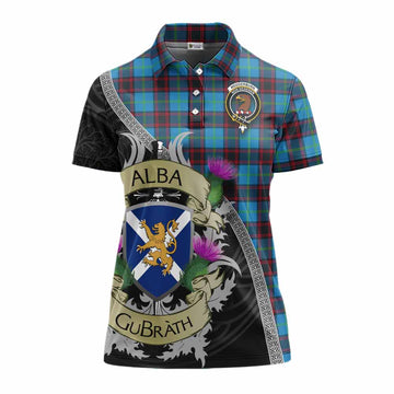 Wedderburn Tartan Family Crest Women's Polo Shirt Lion Rampant Royal Thistle Shield Celtic Inspired Women - Tartan Vibes Clothing