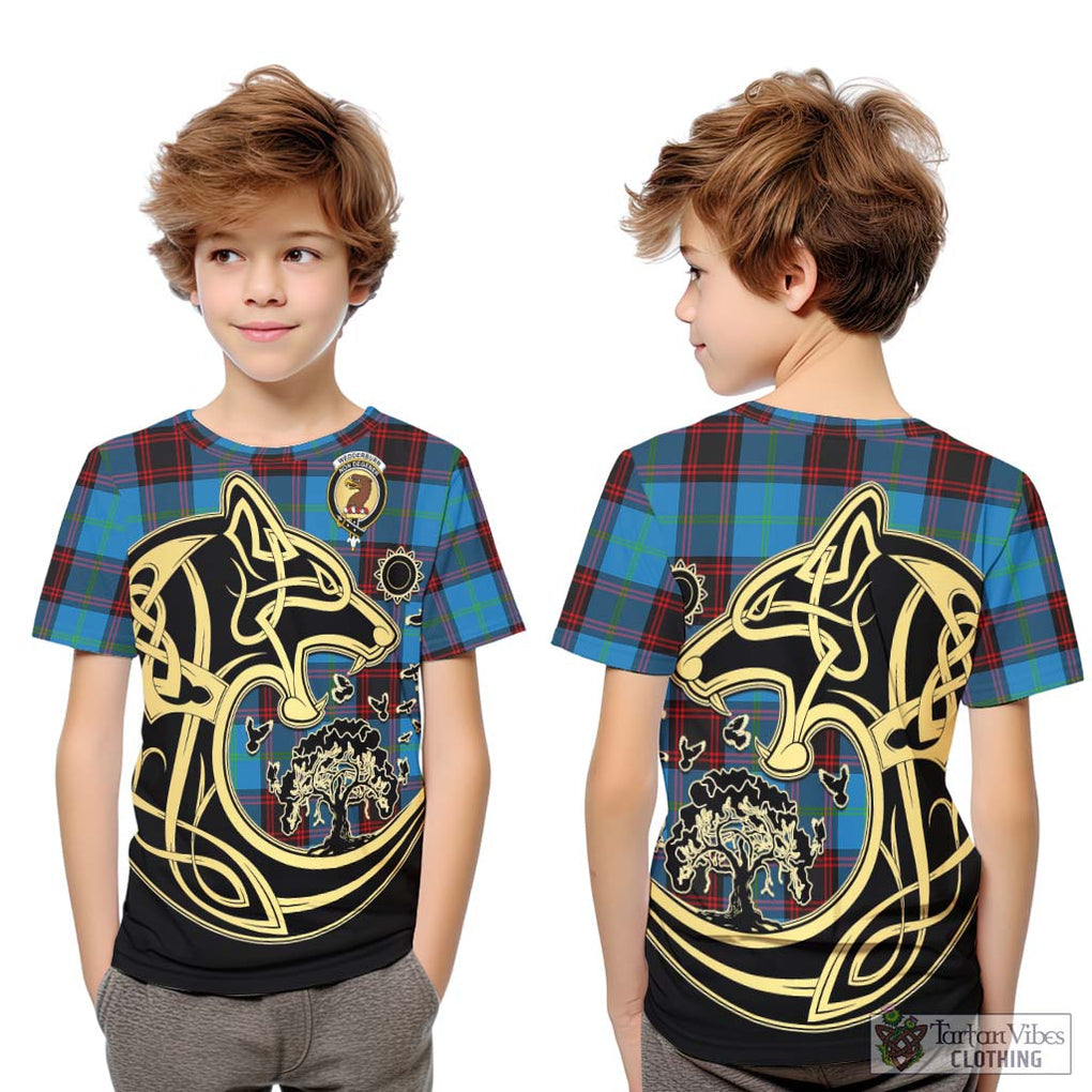 Wedderburn Tartan Kid T-Shirt with Family Crest Celtic Wolf Style Youth XL Size14 - Tartan Vibes Clothing