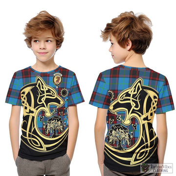 Wedderburn Tartan Kid T-Shirt with Family Crest Celtic Wolf Style Youth XL Size14 - Tartan Vibes Clothing