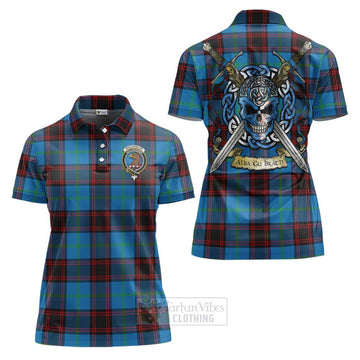 Wedderburn Tartan Women's Polo Shirt with Family Crest Celtic Skull Style Women - Tartan Vibes Clothing