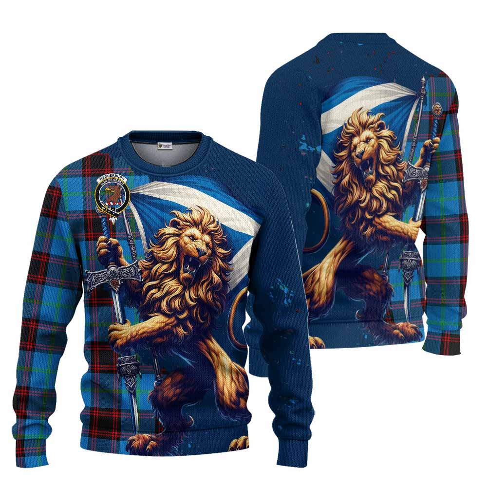 Wedderburn Tartan Family Crest Knitted Sweater with Scottish Majestic Lion Unisex - Tartan Vibes Clothing
