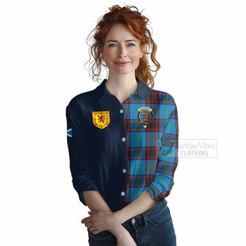 Wedderburn Tartan Women's Casual Shirt Alba with Scottish Lion Royal Arm Half Style Female - Tartan Vibes Clothing