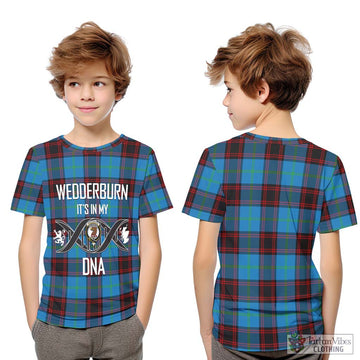 Wedderburn Tartan Kid T-Shirt with Family Crest DNA In Me Style Youth XL Size14 - Tartan Vibes Clothing