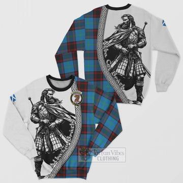 Wedderburn Tartan Clan Crest Sweatshirt with Highlander Warrior Celtic Style Unisex - Tartan Vibes Clothing