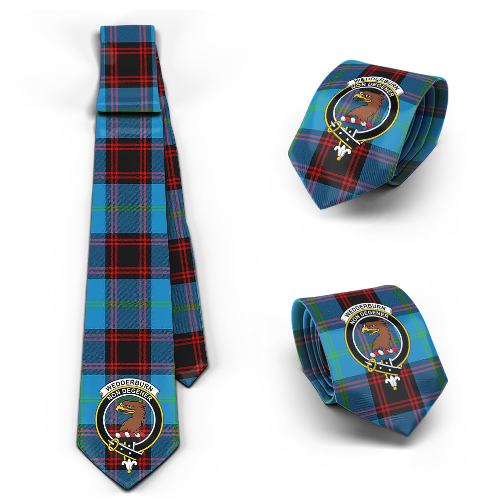 Wedderburn Tartan Classic Necktie with Family Crest Necktie One Size - Tartan Vibes Clothing