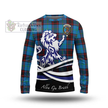 Wedderburn Tartan Long Sleeve T-Shirt with Alba Gu Brath Regal Lion Emblem Unisex - Tartan Vibes Clothing