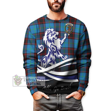 Wedderburn Tartan Sweatshirt with Alba Gu Brath Regal Lion Emblem Unisex - Tartan Vibes Clothing