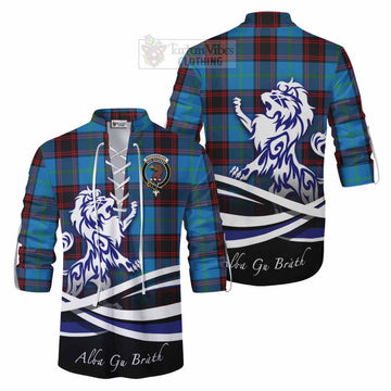 Wedderburn Tartan Ghillie Kilt Shirt with Alba Gu Brath Regal Lion Emblem Men - Tartan Vibes Clothing