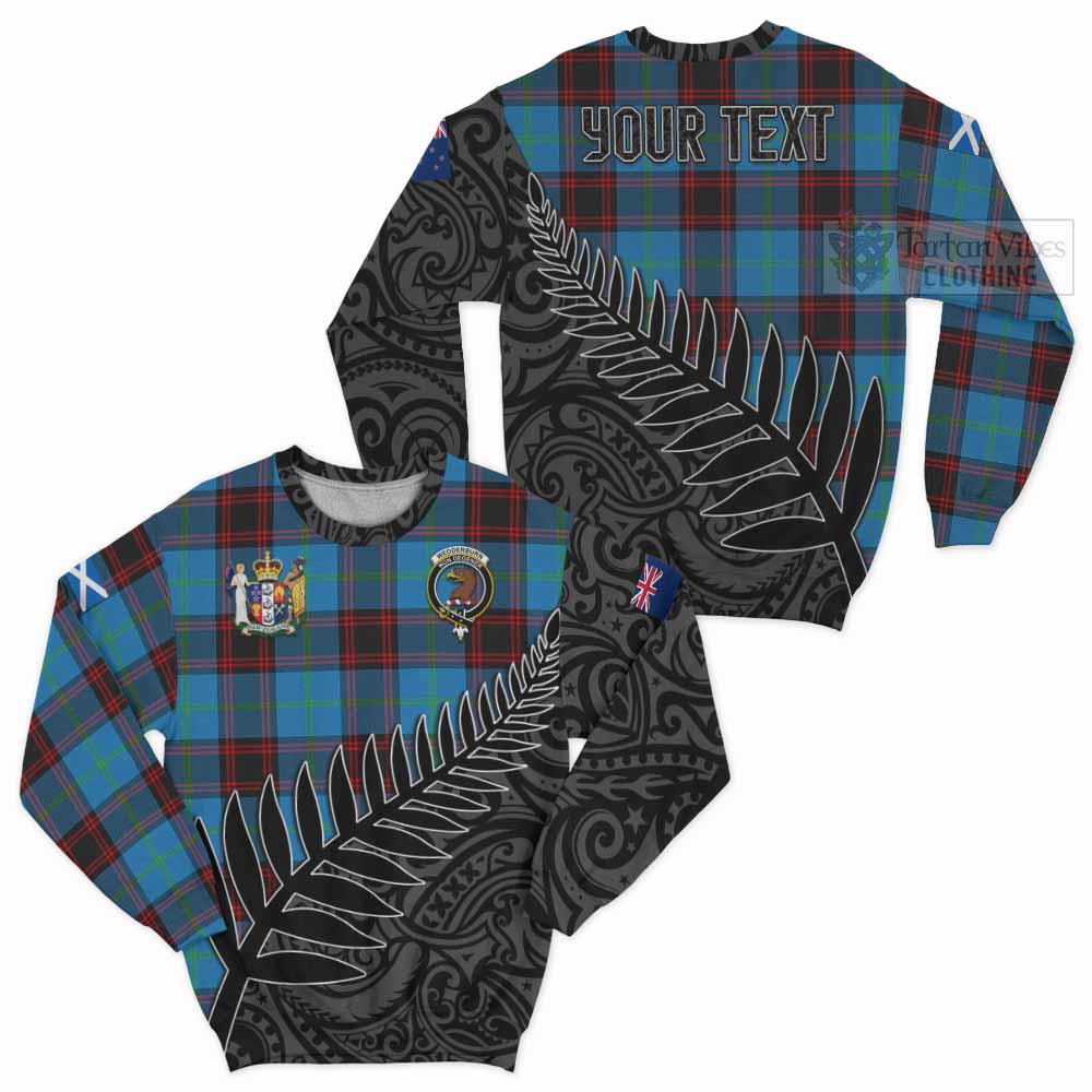 Wedderburn Crest Tartan Sweatshirt with New Zealand Silver Fern Half Style Unisex - Tartan Vibes Clothing