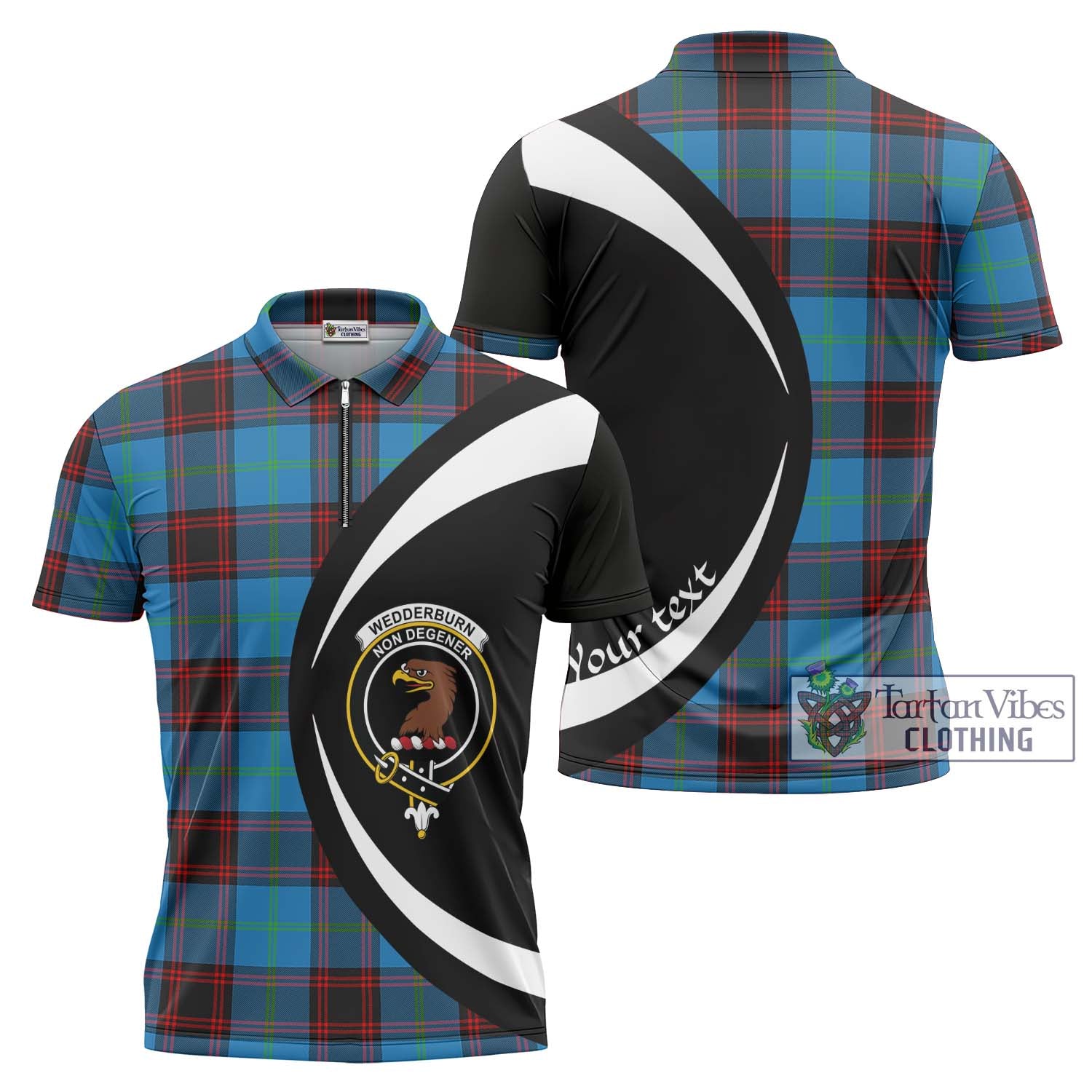 Wedderburn Tartan Zipper Polo Shirt with Family Crest Circle Style Unisex - Tartan Vibes Clothing
