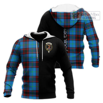 Wedderburn Tartan Knitted Hoodie with Family Crest and Half Of Me Style Unisex Knitted Pullover Hoodie - Tartan Vibes Clothing
