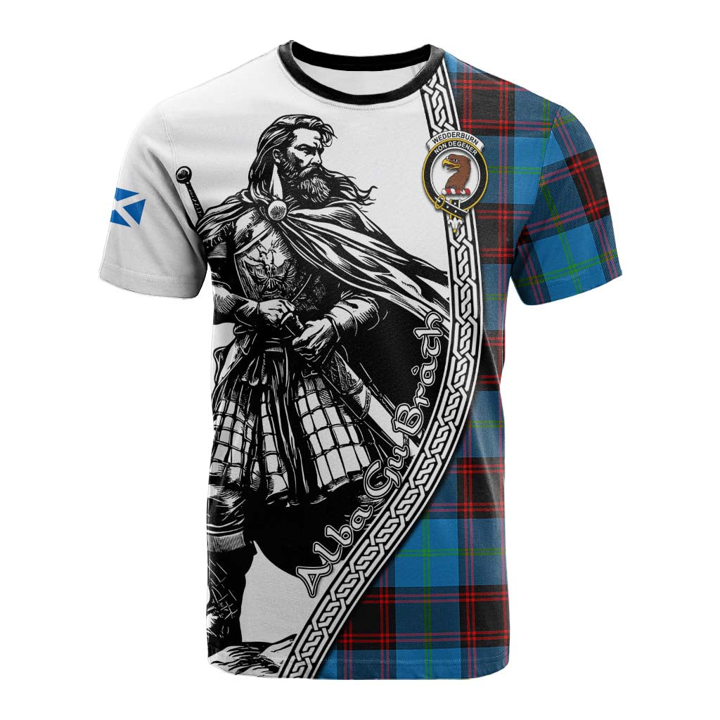 Wedderburn Tartan Clan Crest Cotton T-shirt with Highlander Warrior Celtic Style Kid's Shirt - Tartan Vibes Clothing