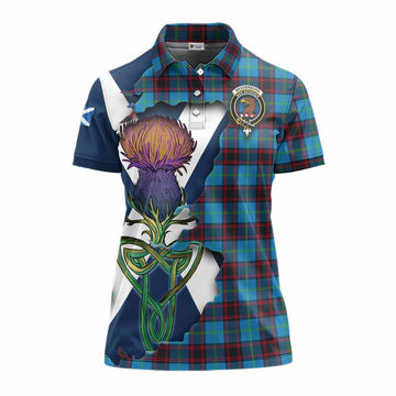 Tartan Vibes Clothing Wedderburn Tartan Family Crest Women's Polo Shirt Scottish Thistle Celtic Inspired