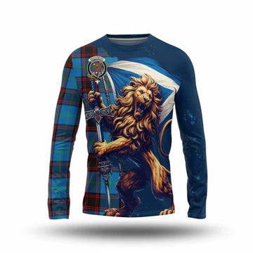 Wedderburn Tartan Family Crest Long Sleeve T-Shirt with Scottish Majestic Lion Unisex - Tartan Vibes Clothing