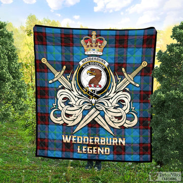 Wedderburn Tartan Quilt with Clan Crest and the Golden Sword of Courageous Legacy