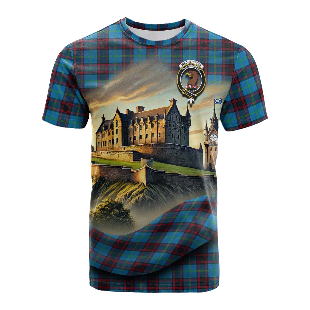 Wedderburn Tartan Family Crest Cotton T-shirt with Scottish Ancient Castle Style Kid's Shirt - Tartan Vibes Clothing
