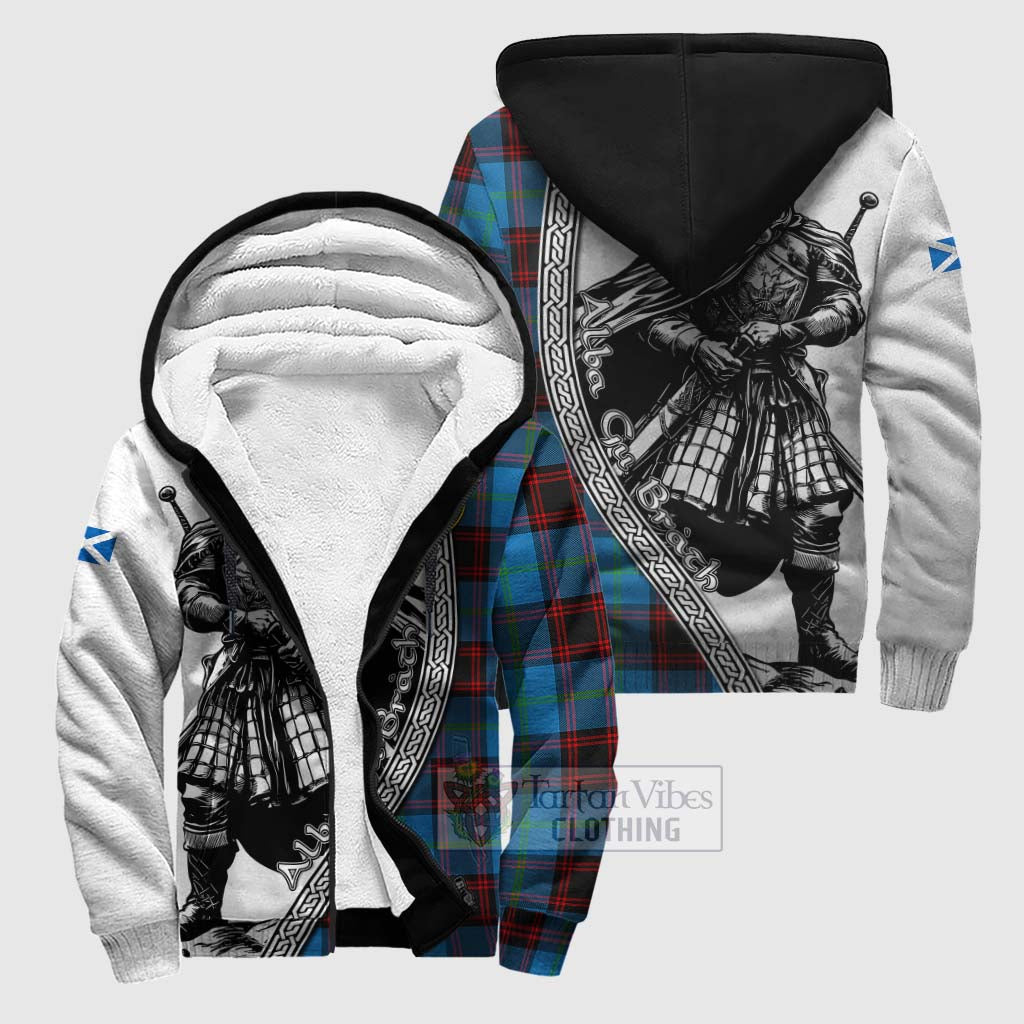 Wedderburn Tartan Clan Crest Sherpa Hoodie with Highlander Warrior Celtic Style Unisex S - Tartan Vibes Clothing
