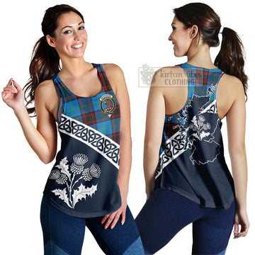 Wedderburn Tartan Women's Racerback Tanks Featuring Thistle and Scotland Map 4XL - Tartan Vibes Clothing