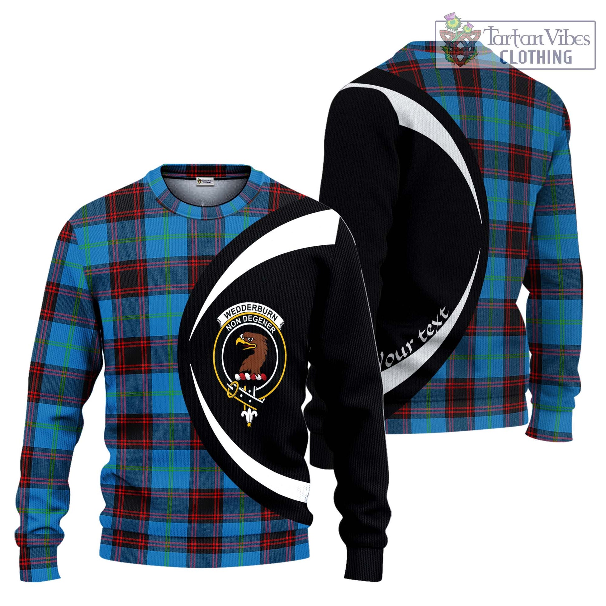 Wedderburn Tartan Ugly Sweater with Family Crest Circle Style Unisex - Tartan Vibes Clothing