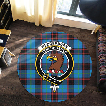 Wedderburn Tartan Round Rug with Family Crest Premium Round Rug - Tartan Vibes Clothing