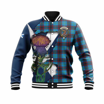 Tartan Vibes Clothing Wedderburn Tartan Family Crest Baseball Jacket Scottish Thistle Celtic Inspired