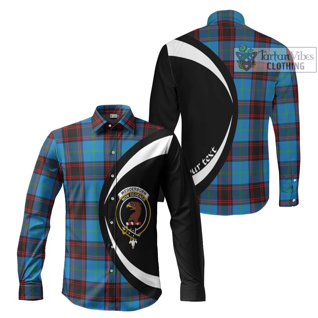 Wedderburn Tartan Long Sleeve Button Up with Family Crest Circle Style Men's Shirt S - Tartan Vibes Clothing