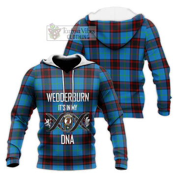 Wedderburn Tartan Knitted Hoodie with Family Crest DNA In Me Style Unisex Knitted Pullover Hoodie - Tartan Vibes Clothing
