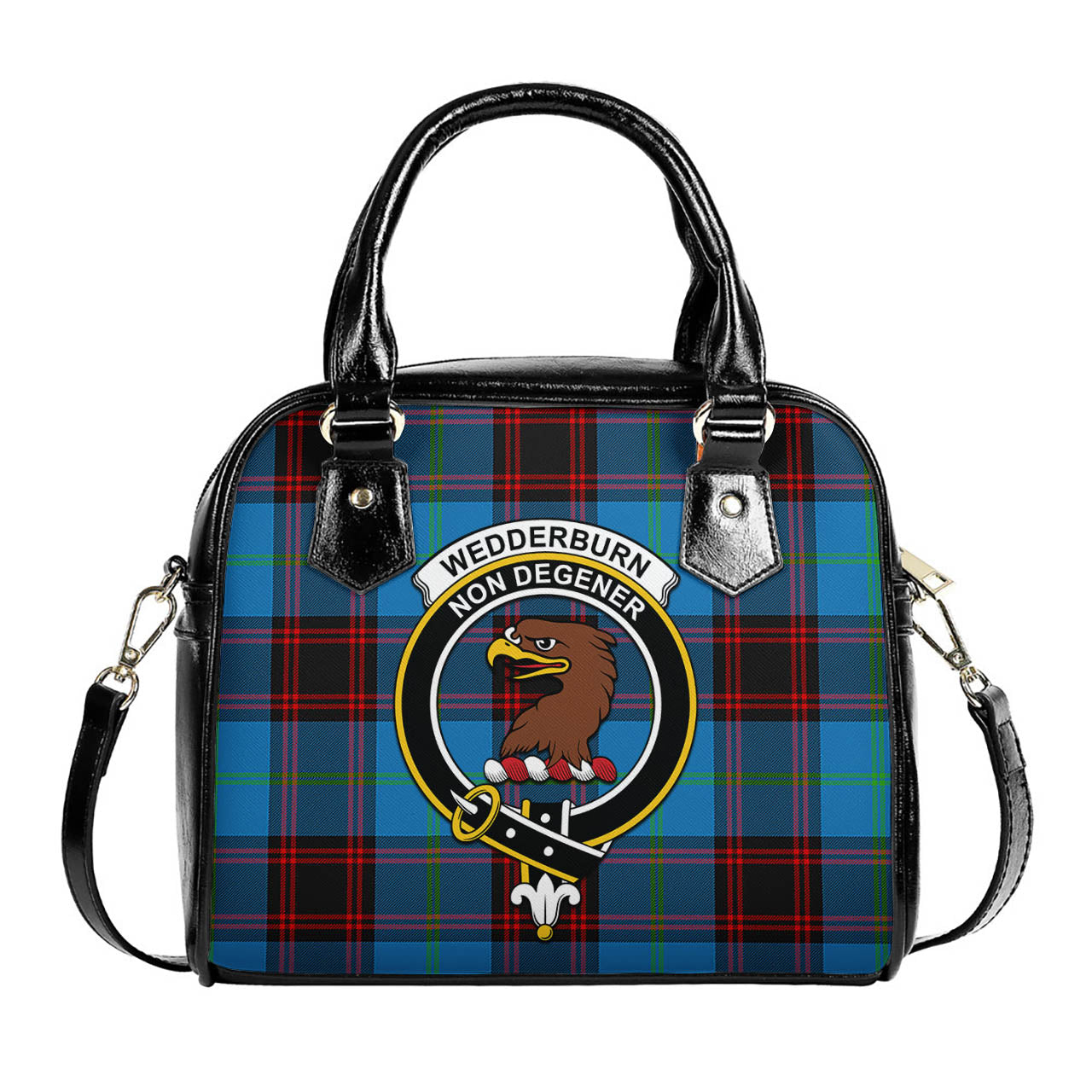 Wedderburn Tartan Shoulder Handbags with Family Crest One Size 6*25*22 cm - Tartanvibesclothing