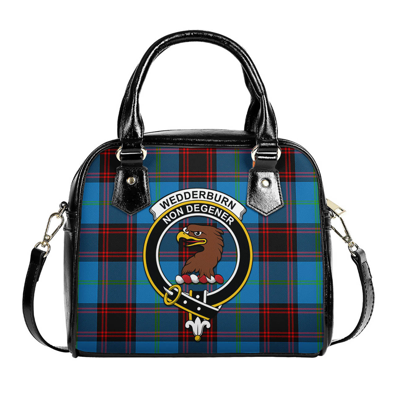 Wedderburn Tartan Shoulder Handbags with Family Crest One Size 9*21*24 cm (3.54*8.27*9.45 inches) - Tartan Vibes Clothing