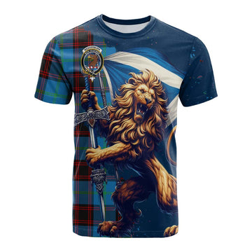 Tartan Vibes Clothing Wedderburn Tartan Family Crest Cotton T-shirt with Scottish Majestic Lion