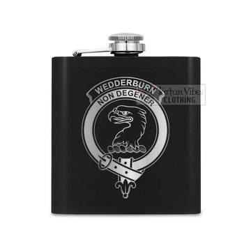 Wedderburn Crest Hip Flask Set 7oz Black Stainless Steel with A Gift Box One Size 7oz - 2D-tartanvibesclothing