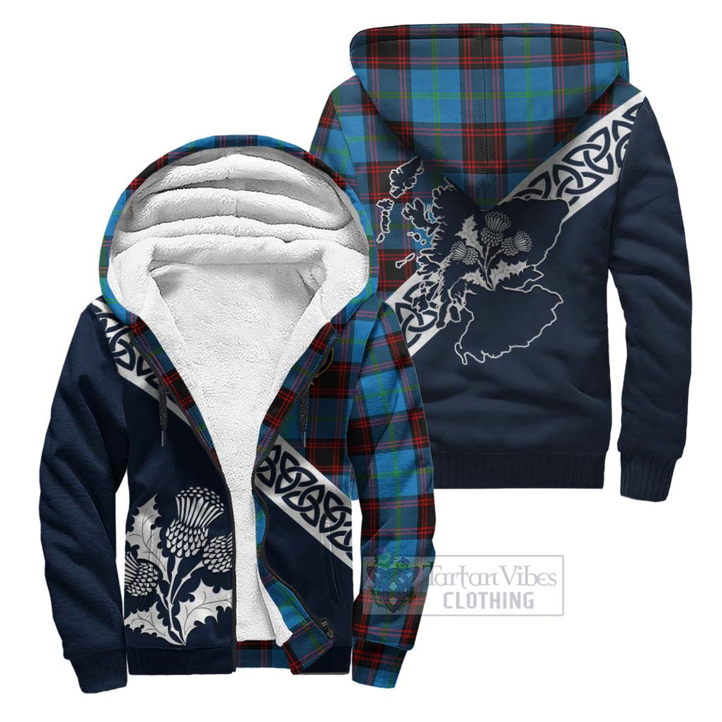 Wedderburn Tartan Sherpa Hoodie Featuring Thistle and Scotland Map Unisex - Tartan Vibes Clothing