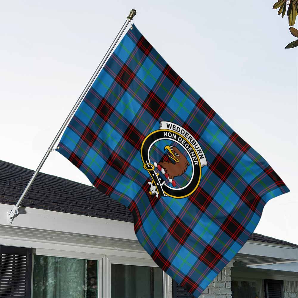Tartan Vibes Clothing Wedderburn Tartan House Flag with Family Crest