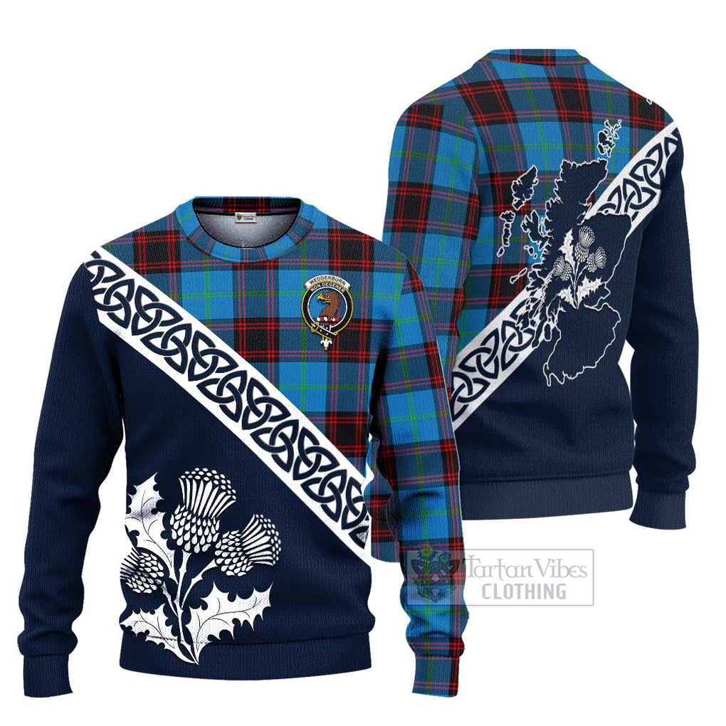 Wedderburn Tartan Ugly Sweater Featuring Thistle and Scotland Map Unisex - Tartan Vibes Clothing