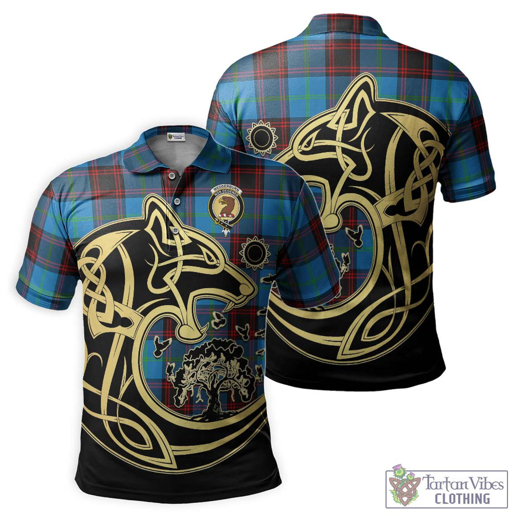 Wedderburn Tartan Polo Shirt with Family Crest Celtic Wolf Style Kid - Tartan Vibes Clothing