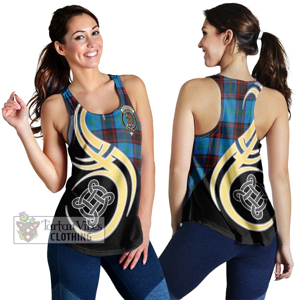 Wedderburn Tartan Women's Racerback Tanks with Family Crest and Celtic Symbol Style 4XL - Tartan Vibes Clothing
