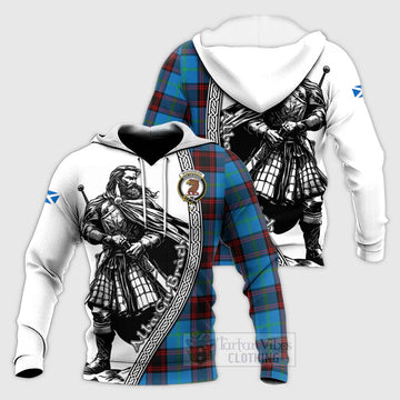 Wedderburn Tartan Clan Crest Knitted Hoodie with Highlander Warrior Celtic Style Unisex Knitted Pullover Hoodie - Tartan Vibes Clothing
