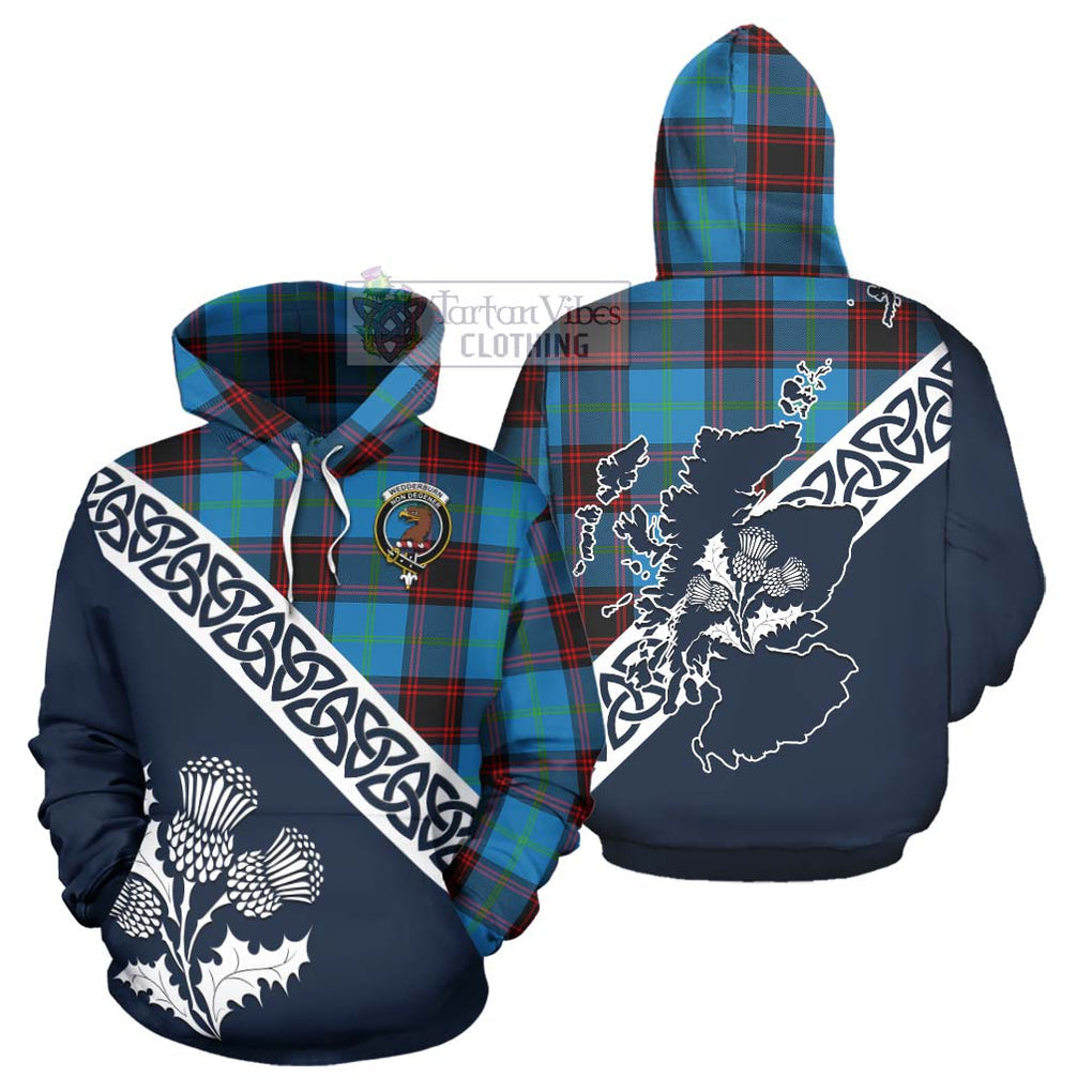 Wedderburn Tartan Hoodie Featuring Thistle and Scotland Map Zip Hoodie - Tartan Vibes Clothing