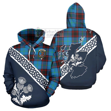 Wedderburn Tartan Hoodie Featuring Thistle and Scotland Map Zip Hoodie - Tartan Vibes Clothing