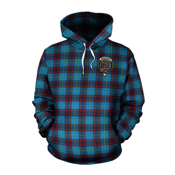 Wedderburn Tartan Cotton Hoodie with Family Crest and Bearded Skull Holding Bottles of Whiskey Pullover Hoodie XS - Tartan Vibes Clothing